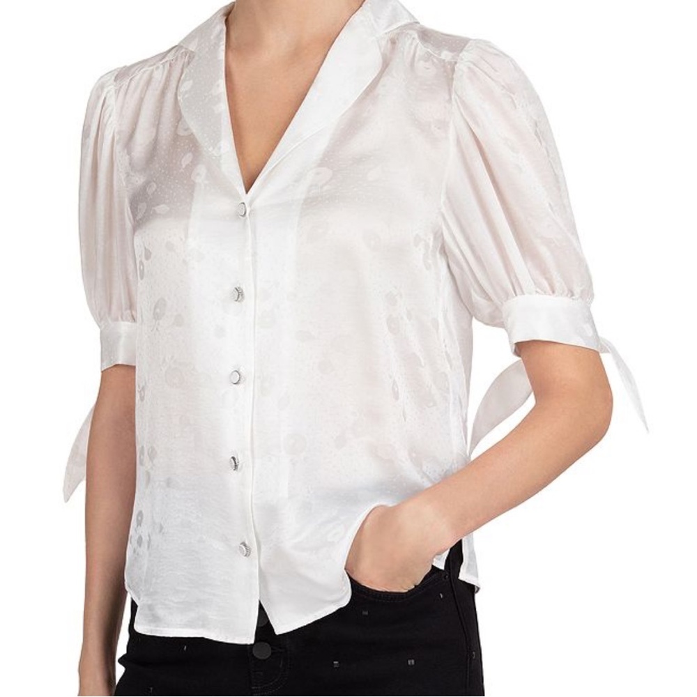 The Kooples Mandarine Jacquard Button-Down Top